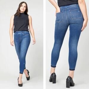 SPANX Distressed Ankle Skinny Jeans Dark Wash Size L/XL